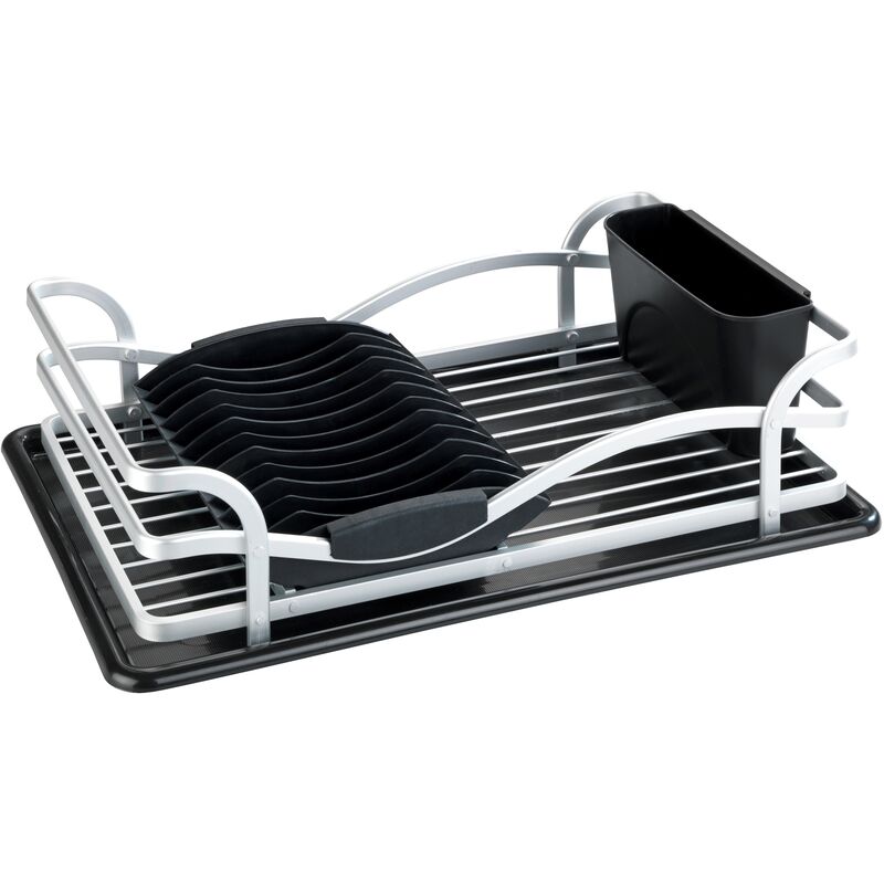 foto del prodotto wenko scivolo per stoviglie in acciaio inossidabile, scivolo per stoviglie da cucina con vassoio rimovibile, alluminio inossidabile plastica,