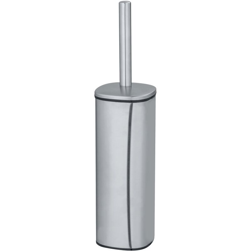foto del prodotto wenko scopino per wc chiuso alassio, design chiuso, scopino per wc nero, acciaio, 9,3x39,2x9,3 cm, cromato opaco