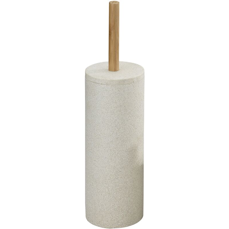 foto del prodotto wenko scopino per wc vico, design chiuso con manico in bamb , scopino wc bianco, poliresina bamb , 10x40 cm, grigio marrone