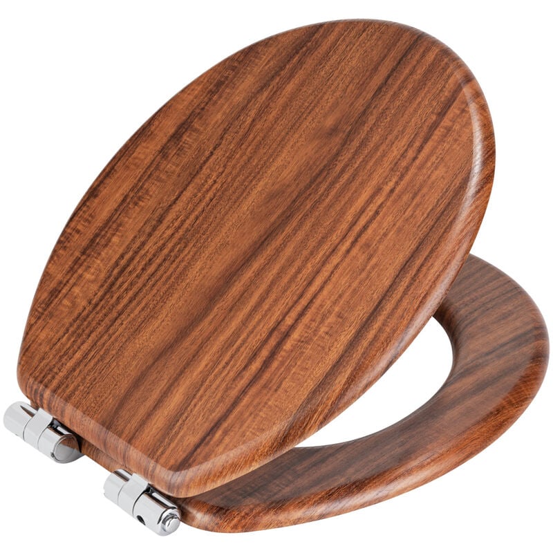 foto del prodotto wenko sedile wc chestnut marrone, realizzato in mdf certificato fsc , marrone, mdf marrone, pressofusione di zinco argento lucido