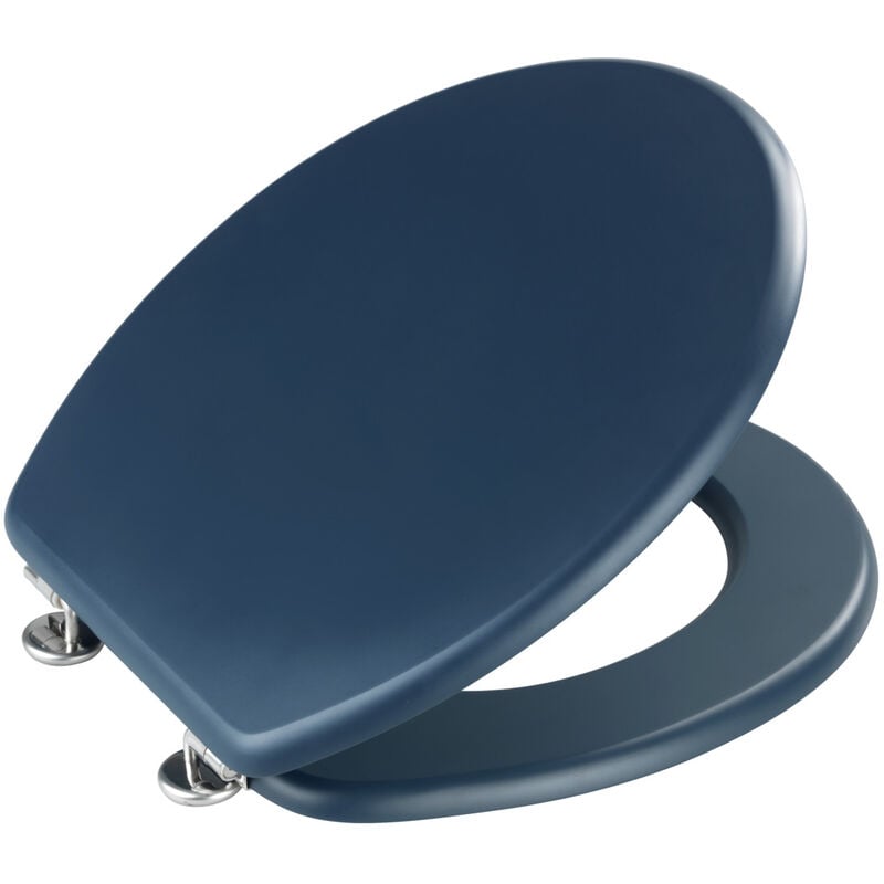 foto del prodotto wenko sedile wc prima in blu scuro opaco, mdf, blu, mdf blu scuro, acciaio inossidabile argento opaco