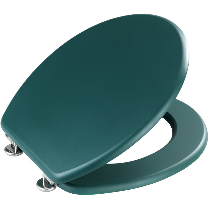 foto del prodotto wenko sedile wc prima verde scuro opaco, mdf, verde, mdf verde, acciaio inossidabile opaco argento