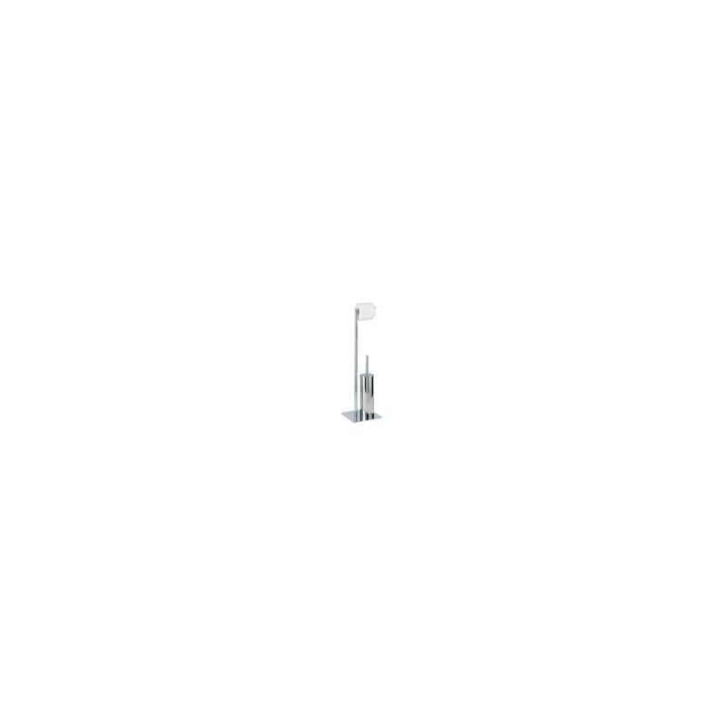 foto del prodotto wenko servitore wc 2 in 1, spazzola per wc e porta rotolo di carta igienica, recco, spazzola per wc nera a chiusura, acciaio, 20x71,5x20 cm, cromato