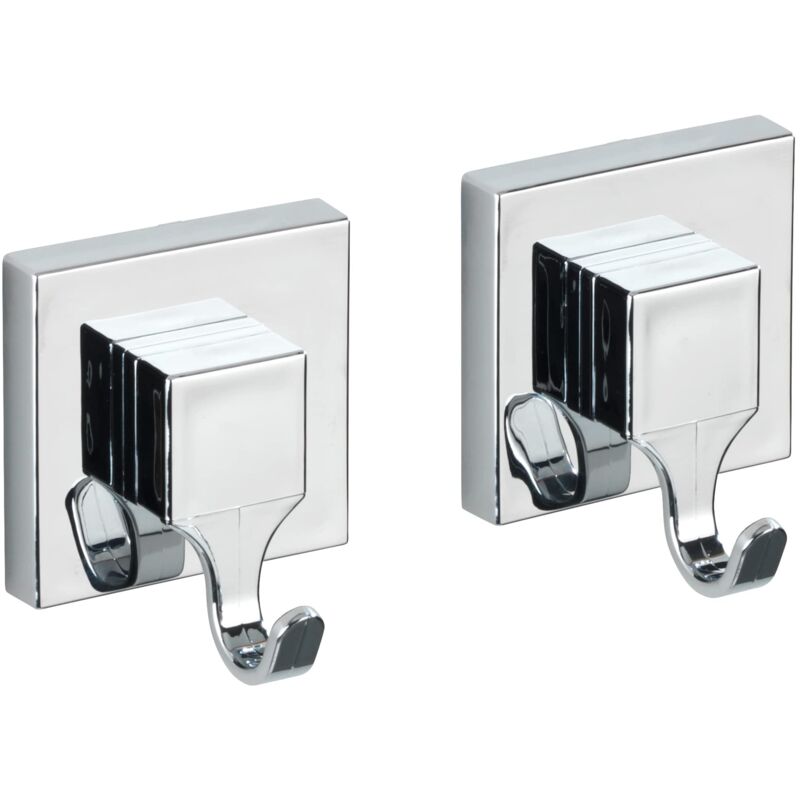 foto del prodotto wenko set di 2 ganci quadrati vacuum loc, fissaggio senza foratura design quadrato, cromato, l x a x p 6 x 6,7 x 5 cm ciascuno