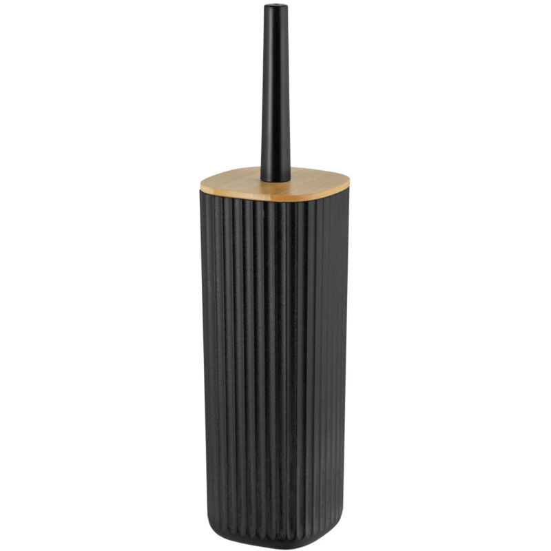 foto del prodotto wenko set per wc rotello nero, portaspazzolino, nero, polistirolo nero, bamb naturale
