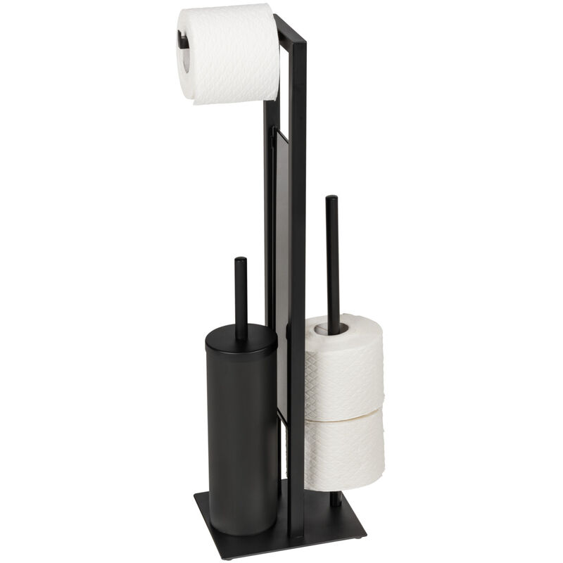 foto del prodotto wenko set wc chiuso rivalta nero, con portarotolo e portarotolo di riserva, nero, acciaio nero, vetro temperato nero, polipropilene nero