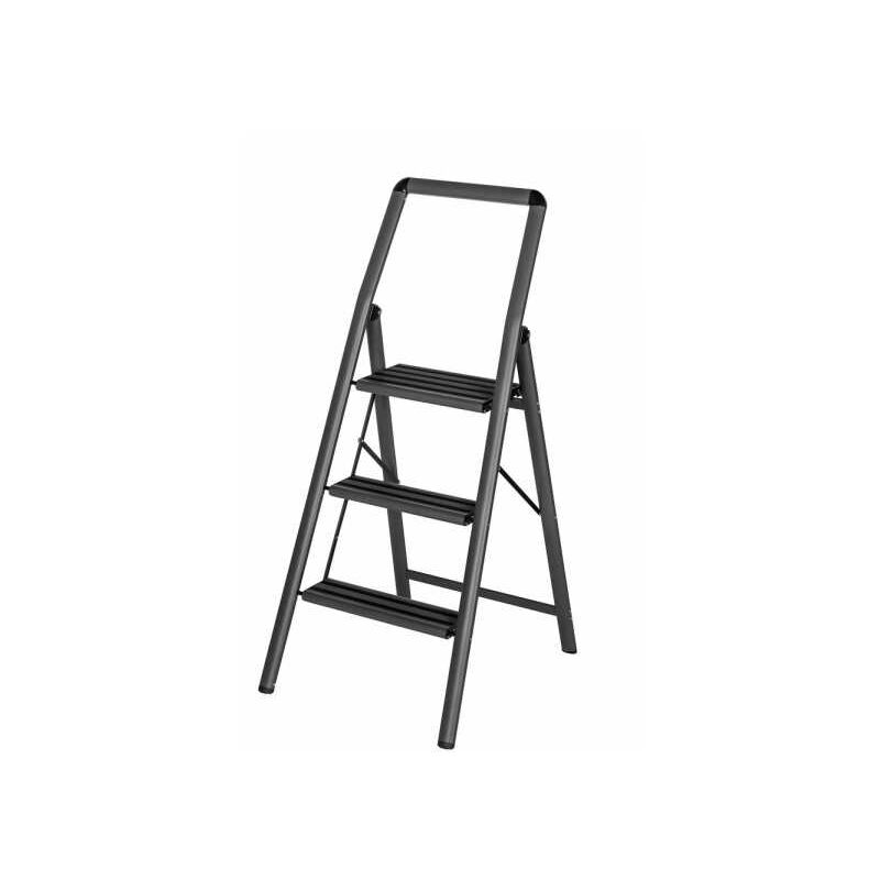 foto del prodotto wenko sgabello a 3 gradini, piccolo sgabello pieghevole, gradini antiscivolo, leggero 4,05 kg, alluminio, 48x114,5x6 cm, grigio scuro