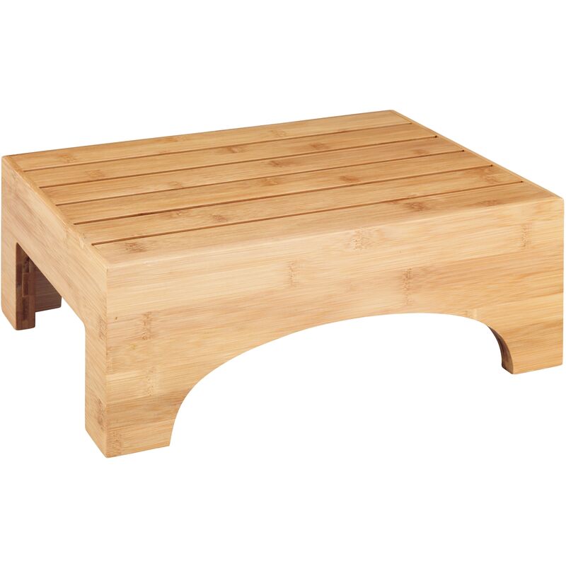 foto del prodotto wenko sgabello da bagno bambusa, poggiapiedi da bagno, in legno di bamb , 40x30x15 cm, marrone