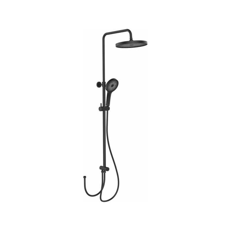 foto del prodotto wenko sistema doccia softwater, asta doccia in acciaio inox, soffione a pioggia, doccetta, tubo flessibile e cursore doccia, collegamento alla