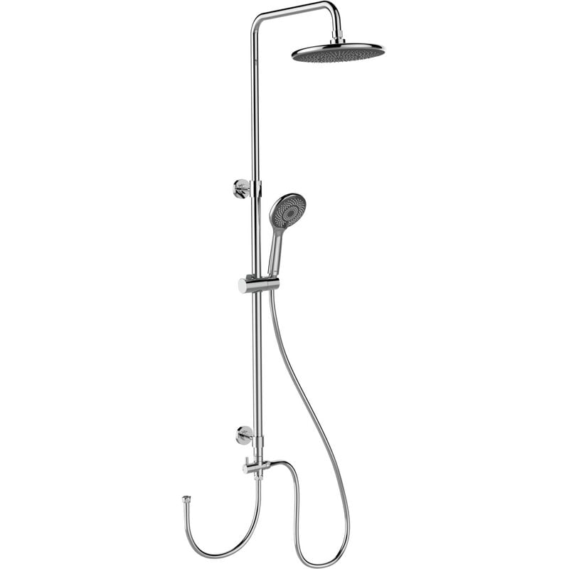 foto del prodotto wenko sistema doccia watersaving in cromo, facile da collegare a rubinetti esistenti o a gomiti di connessione a parete, finitura argento lucido,