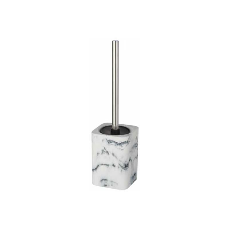 foto del prodotto wenko spazzola wc desio, spazzola wc nera, in poliresina effetto marmo, 10,1x36,5x10,1 cm, grigio bianco