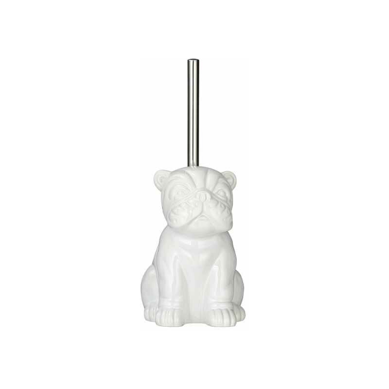 foto del prodotto wenko spazzola wc originale bulldog, spazzola wc in silicone nero, ceramica, 12x19,5x15,5 cm, bianco