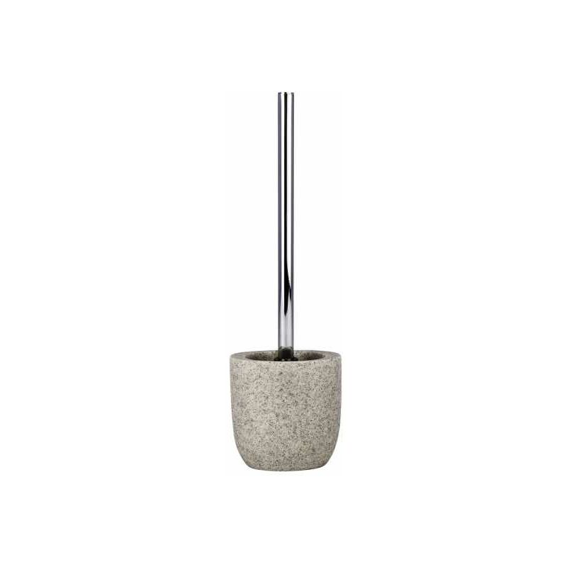 foto del prodotto wenko spazzola wc puro, spazzola wc nera, poliresina effetto sabbia, 11,2x37,5x9 cm, grigio chiaro