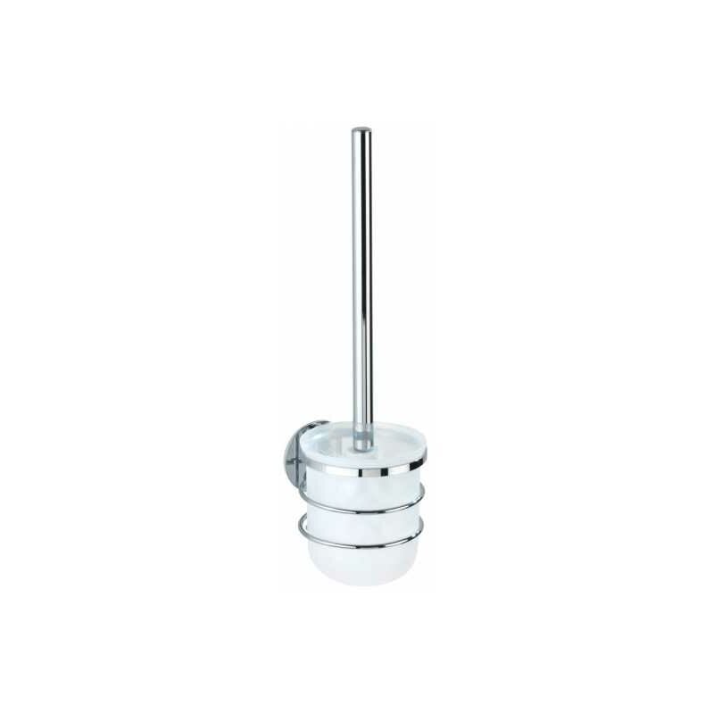 foto del prodotto wenko spazzolino wc sospeso, spazzolino wc a muro turbo loc fissaggio senza foratura, acciaio inox plastica, 10x37x12,5 cm, lucido satinato