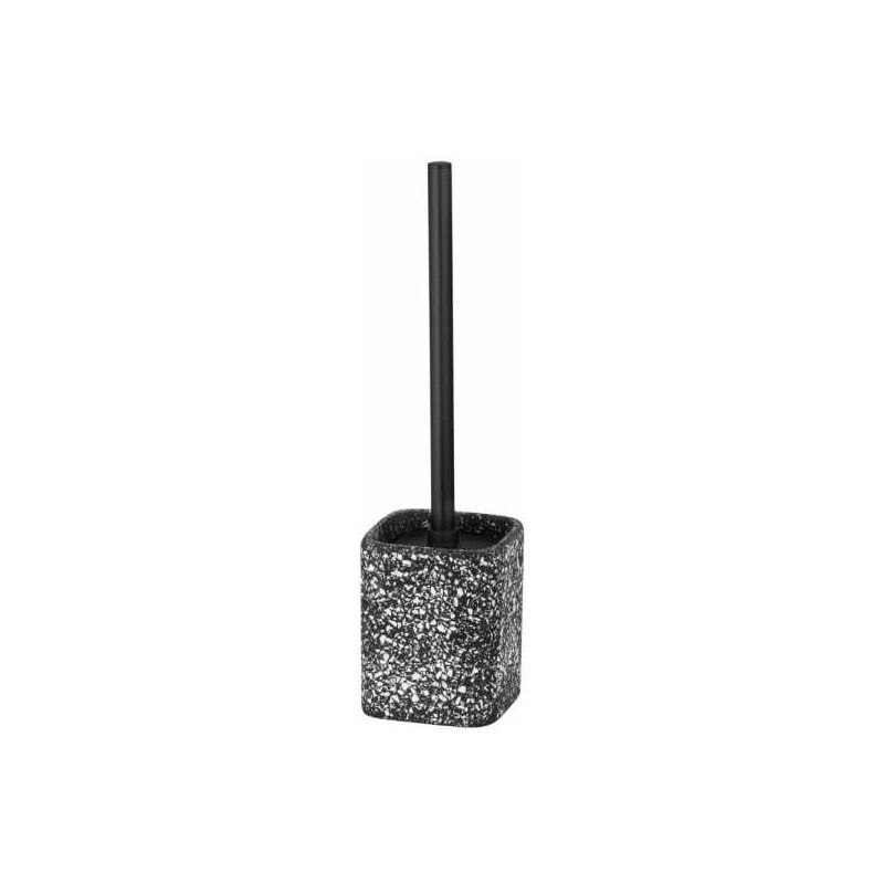 foto del prodotto wenko spazzolino wc terrazzo, spazzolino wc nero, in poliresina effetto mosaico, 10x37x10 cm, nero bianco
