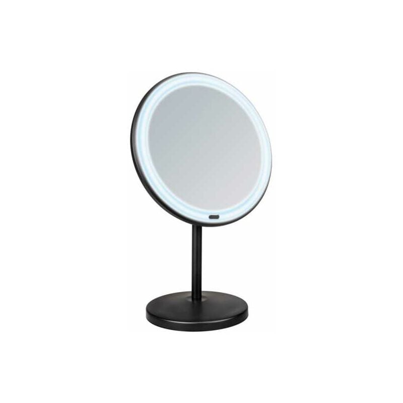 foto del prodotto wenko specchio da trucco onno con led, luce led regolabile, ingrandimento 5x, accensione spegnimento touch, funziona a batteria o con cavo usb,