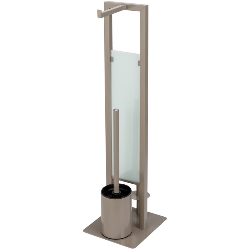 foto del prodotto wenko stand wc garnitur rivalta taupe, piastra in vetro di sicurezza, beige, acciaio taupe, vetro temperato, polipropilene nero