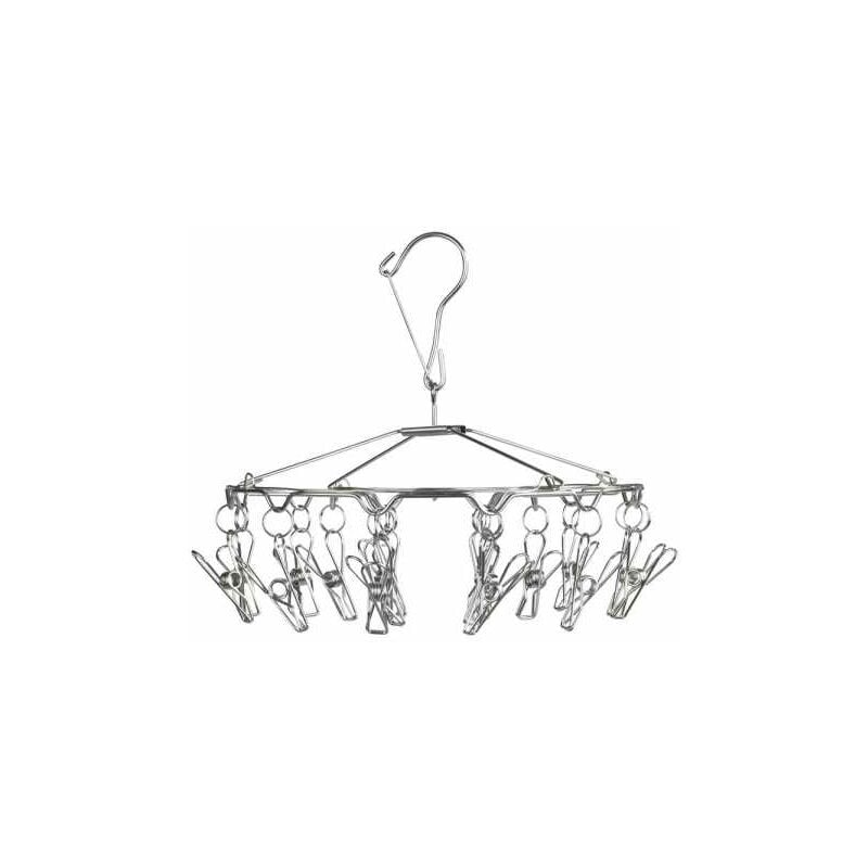 foto del prodotto wenko stendibiancheria sospeso per calzini, asciugabiancheria per intimo con gancio di sospensione, 18 mollette, acciaio inox, 27x26 cm, lucido