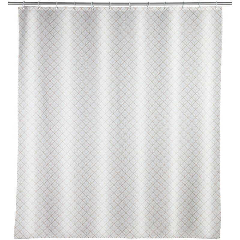 foto del prodotto wenko tenda da doccia cubica, 180 x 200 cm, tenda in 100 poliestere con occhielli metallici e bordo ponderato in gomma per doccia e vasca,