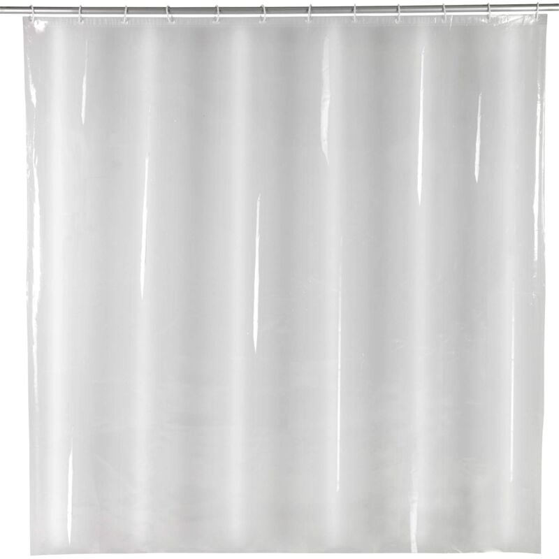 foto del prodotto wenko tenda da doccia salda, impermeabile, facile da pulire, con 12 anelli per tenda da doccia, in polietilene vinil acetato, trasparente, 180 x 0 x