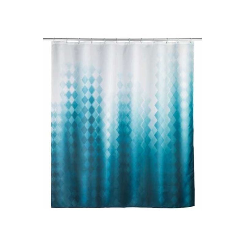 foto del prodotto wenko tenda da doccia tullin, 180 x 200 cm, tenda in 100 poliestere con occhielli metallici e banda di peso in gomma per doccia e vasca,