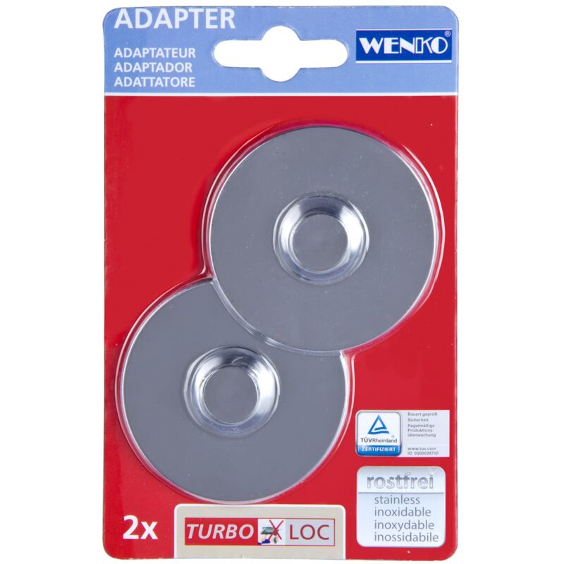 foto del prodotto wenko turbo loc adattatore befestigen ohne bohren. plastica. 6 x 1.4 x 6 cm. cromo