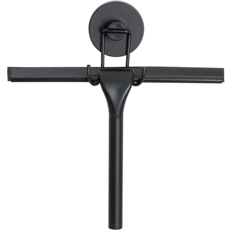 foto del prodotto wenko vacuum loc raschietto per doccia, pulitore per bagno, installazione senza foratura, nero, acciaio nero, acciaio inossidabile resistente alla
