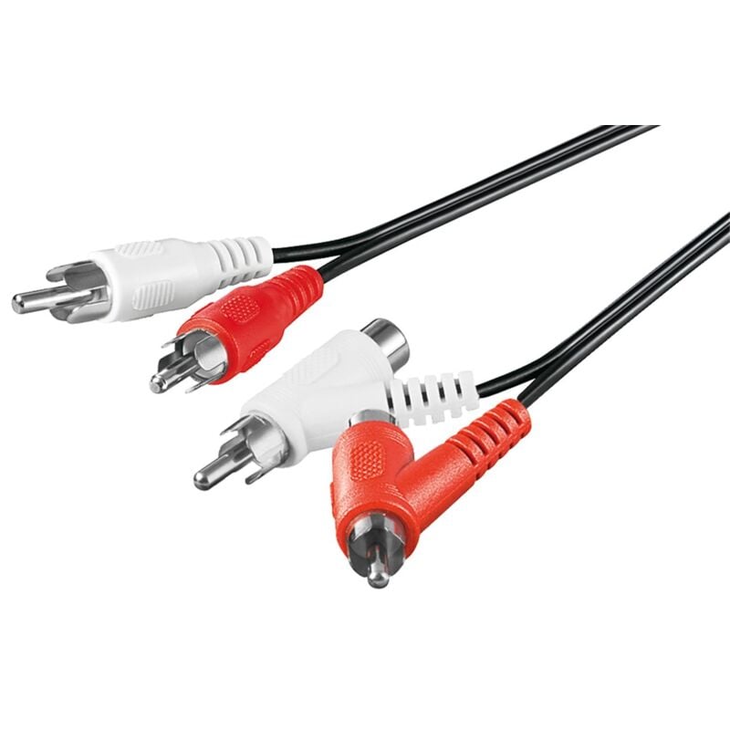 foto del prodotto wentronic cavo di collegamento stereo, rca con passante, 2 spina rca 2 rca spina presa. lunghezza del cavo 1.5 m