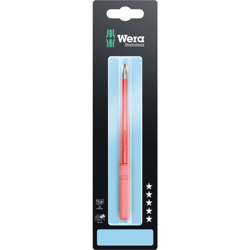 foto del prodotto wera 05033648001 lama giravite isolata, kraftform kompakt vde 3065 is pz s sb, acciaio inox, 2 x 154 mm