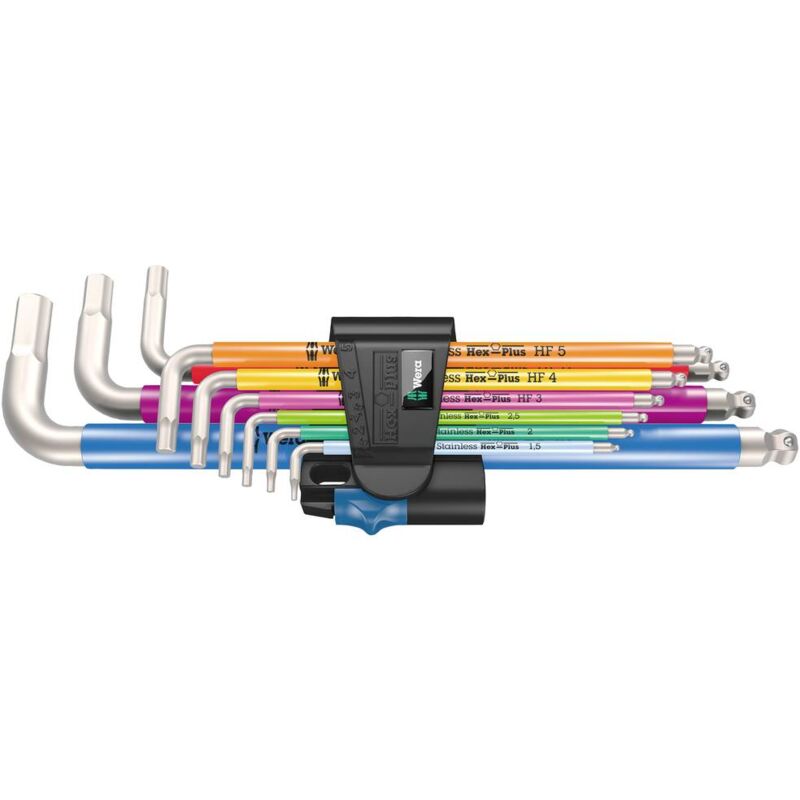 foto del prodotto wera 3950 9 hex plus multicolour hf stainless 1 brugola interna kit di chiavi a brugola 9 parti