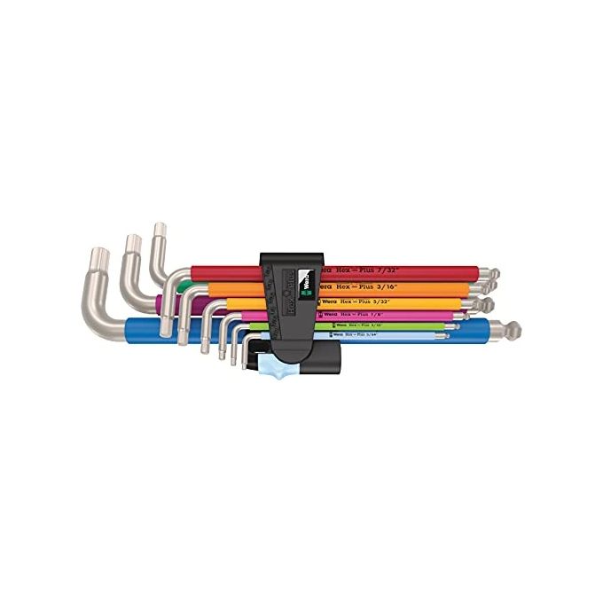 foto del prodotto wera 3950-9 hex-plus multicolour imperial stainless assortimento di chiavi a l in pollici acciaio inox 9 pezzi