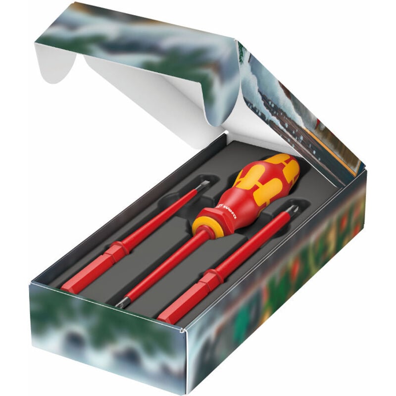 foto del prodotto wera 817 4 vde christmas edition supporto manuale kraftform con lame intercambiabili