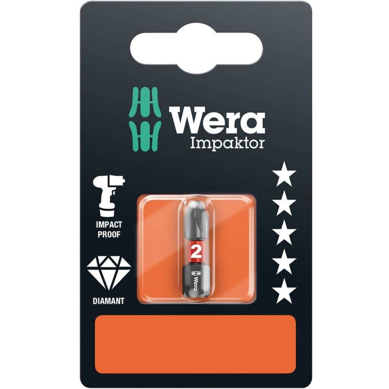 foto del prodotto wera 851 1 imp dc sb sis 05073916001 inserto a croce ph 2 acciaio per utensili legato, rivestimento di diamante d 6.3 1