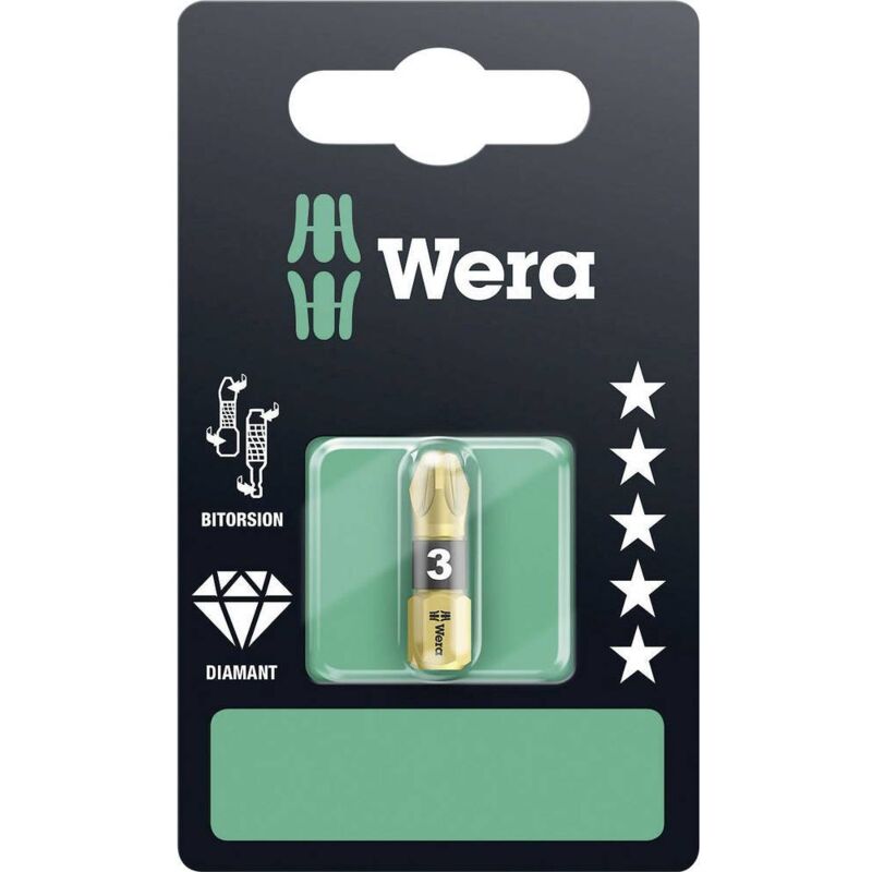 foto del prodotto wera 855 1 bdc sb sis 05073338001 inserto a croce pz 3 acciaio per utensili rivestimento di diamante d 6.3 1 pz.