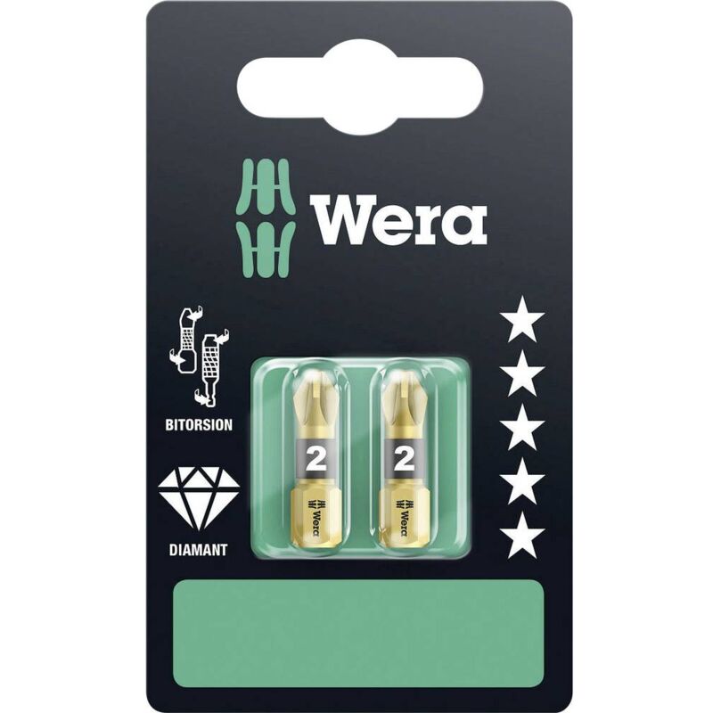 foto del prodotto wera 855 1 bdc sb sis 05073339001 inserto a croce pz 2 acciaio per utensili rivestimento di diamante d 6.3 2 pz.