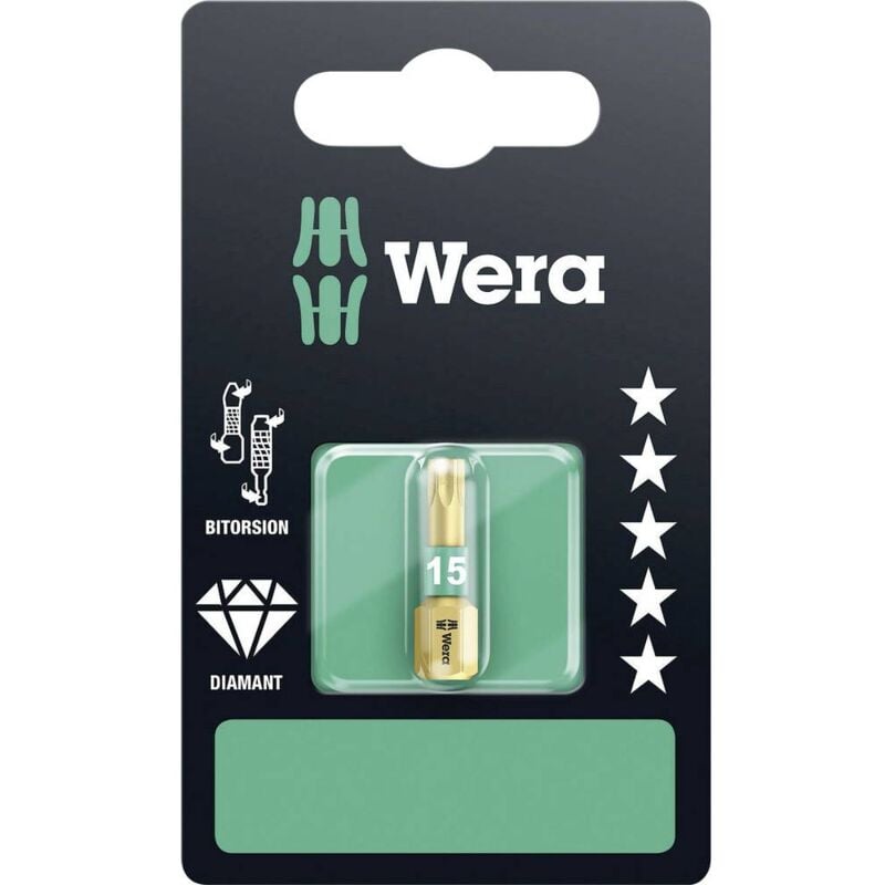 foto del prodotto wera 867 1 bdc sb sis 05134375001 inserto torx t 15 acciaio per utensili legato, rivestimento di diamante d 6.3 1 pz.