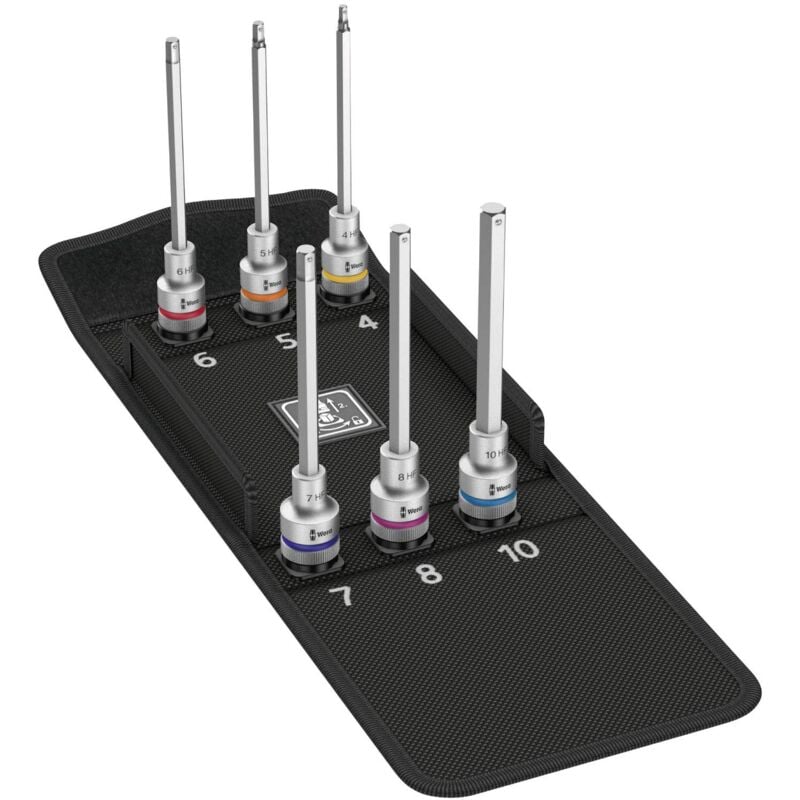 foto del prodotto wera, 8740 c hf 2 kit zyklop di inserti bussola per viti ad esagono cavo, con funzione di ritegno, 6 pezzi