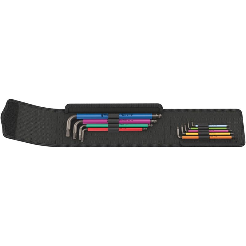 foto del prodotto wera, 950 spkl 9 szmulticolour assortimento di chiavi a l, in pollici, blacklaser, 9 pezzi