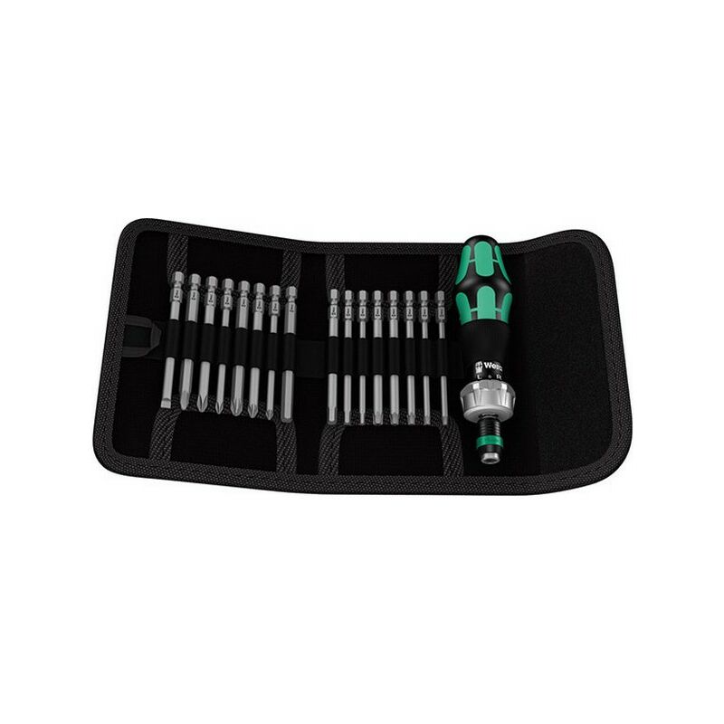 foto del prodotto wera bit assortimento kraftform kompakt 60, con funzione di cricchetto 17 parti
