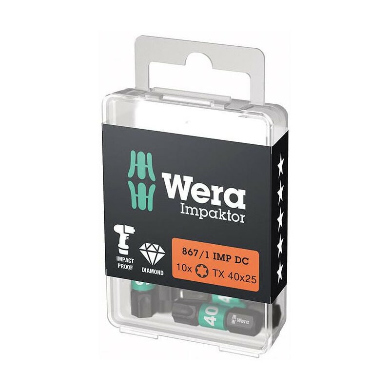 foto del prodotto wera bit impaktor 1 4 din 3126 c6.3 t40x25mm 10er pacchetto