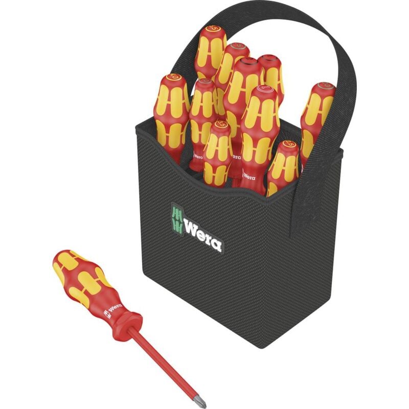 foto del prodotto wera kraftform 2go 100 vde kit cacciaviti 11 parti taglio, croce pozidriv, croce phillips, esalobo interno tx 