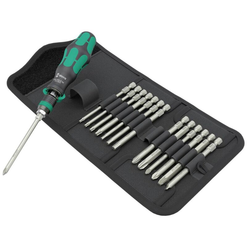 foto del prodotto wera kraftform kompakt 838 ra r m set 1 05051061001 kit inserti 15 parti croce phillips, croce pozidriv, torx, brugola