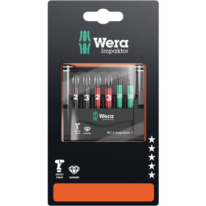 foto del prodotto wera mini check imp dc 50 mm ph pz tx 05073890001 kit inserti 6 parti croce phillips, croce pozidriv, torx interno tecn