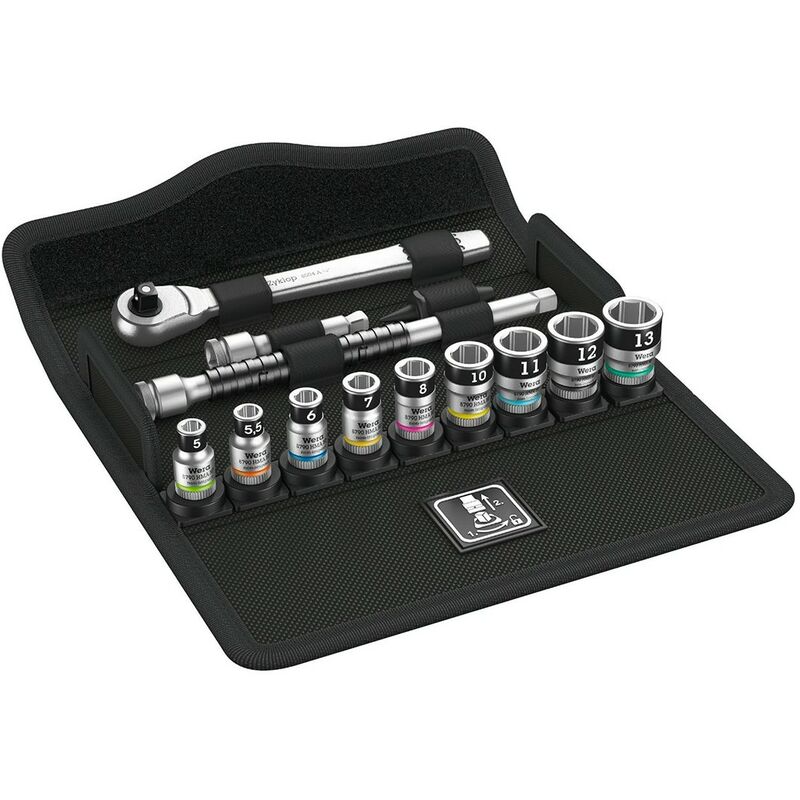 foto del prodotto wera set de bussole con funzione di ritegno zyklop 1 4 8100 sa 12 hf zyklop metal 1 4 13 pezzi 