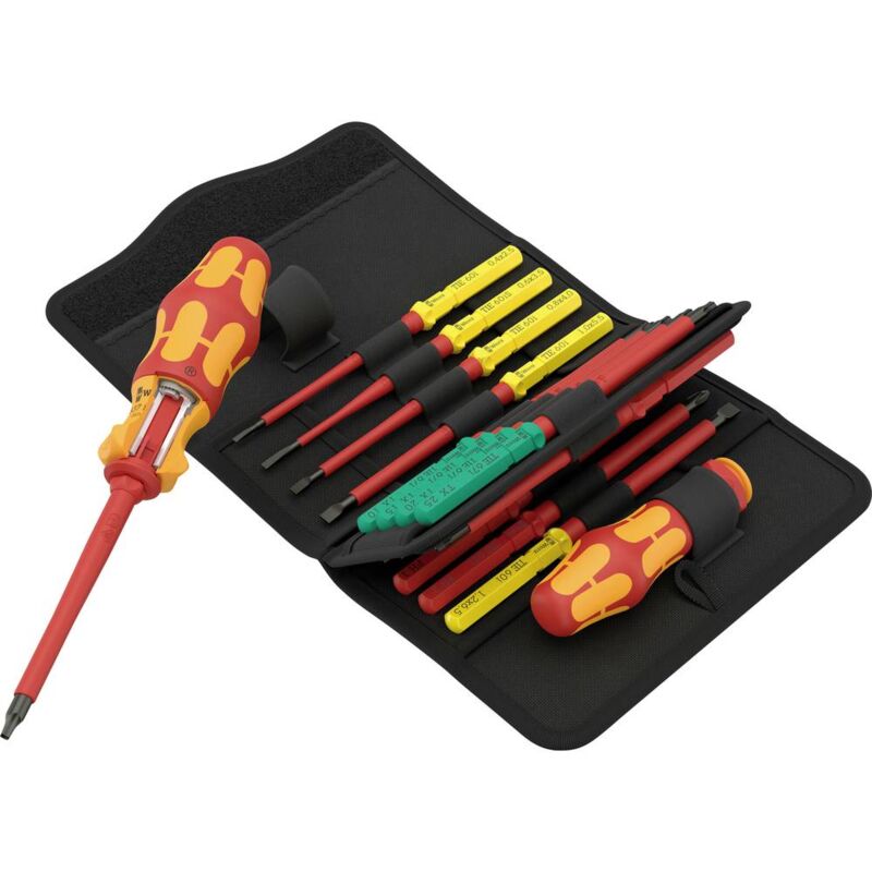 foto del prodotto wera vde kit cacciaviti 17 parti croce phillips, taglio, pozidriv, torx, quadrato interno