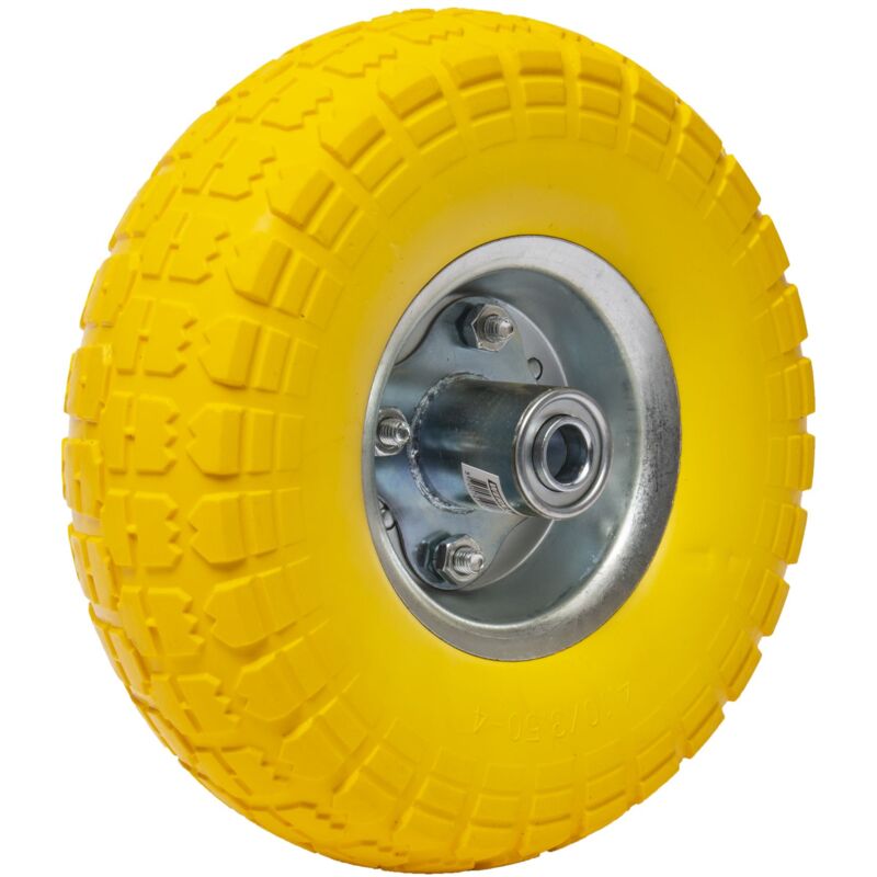 foto del prodotto werka pro ruota antiforatura gialla 260 x 85 mm con asse decentrato foro 16mm