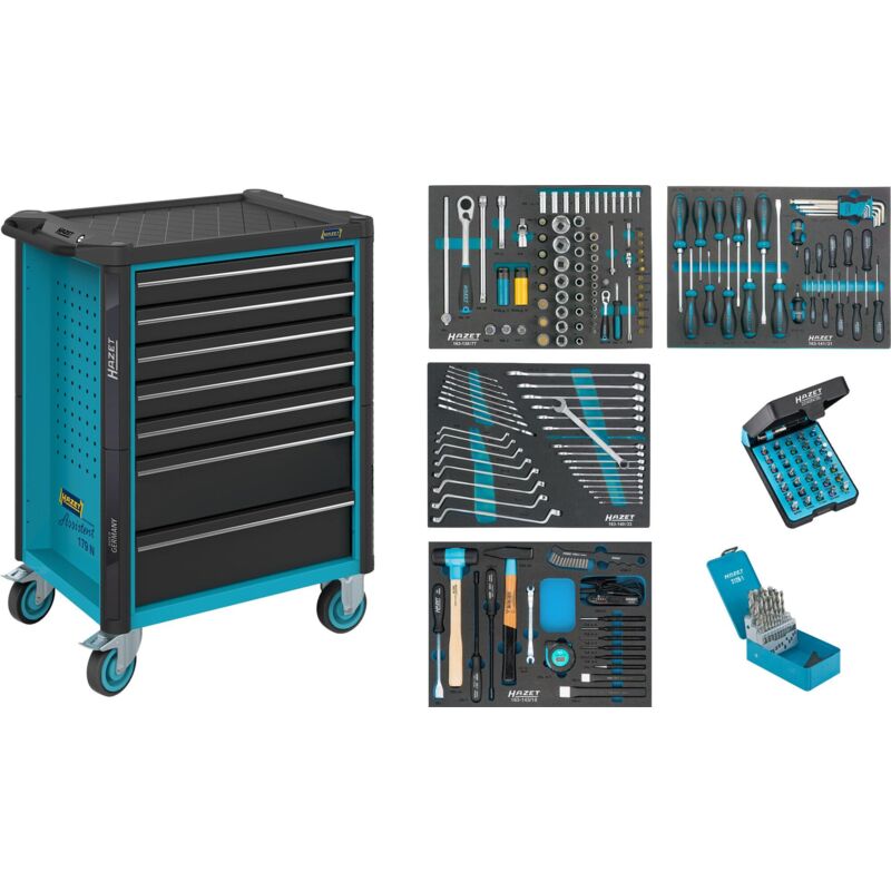 foto del prodotto werkstattwagen assistente mit sortiment 179n-7 220 cassetti, bassi 5 x 81 x 522 x 398 mm cassetti, alti 2 x 166 x 522 x 398 mm numero