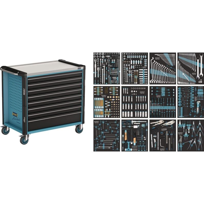 foto del prodotto werkstattwagen assistente mit sortiment 179nxxl-8d 619 cassetti, bassi 7 x 81 x 870 x 522 mm cassetti, alti 1 x 166 x 870 x 522 mm numero