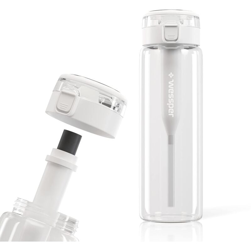 foto del prodotto wessper borraccia in vetro da 680 ml con filtro per acqua, senza bpa, a prova di perdite, con filtro al carbone attivo, bottiglia d acqua con tappo a