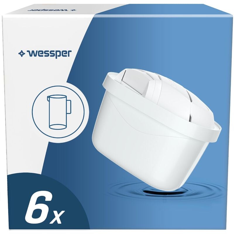 foto del prodotto wessper filtro acqua per caraffa filtrante, compatibili con le brita maxtra , cartuccia filtrante con carbone attivo e resina a scambio ionico,